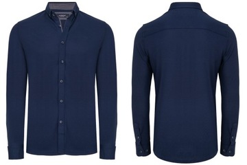 KOSZULA MĘSKA POLO DŁUGI RĘKAW NIEBIESKA DZIANINA LONG BLUZKA ROZPINANA: XL