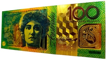 Коллекционная позолоченная банкнота АВСТРАЛИЯ 100 долларов ДЖОН МОНАШ