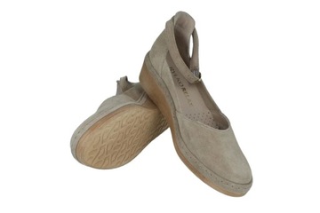 Ryłko czółenka beżowe skórzana buty na koturnie sandały Ryłko RELAX R36