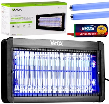 MOCNA LAMPA OWADOBÓJCZA NA KOMARY MUCHY ELEKTRYCZNA PUŁAPKA UV 20W VAYOX XL