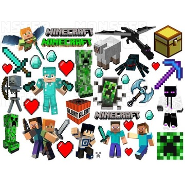 TATUAŻE DLA DZIECI ZMYWALNE TYMCZASOWE MINECRAFT WZORY ZESTAW JAKOŚĆ