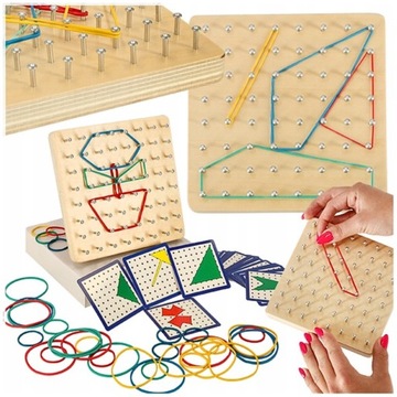 ZABAWKA MONTESSORI GEOBOARD GEOPLAN DREWNIANA UKŁADANKA MANIPULACYJNA