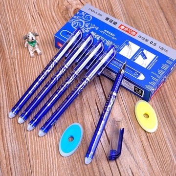 DŁUGOPIS ŚCIERALNY ZMAZYWALNY Z GUMKĄ MAGICZNY ZESTAW ZNIKA ŚCIERALNY 12szt