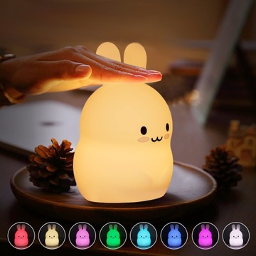 НОЧНИК КРОЛИК ДЛЯ ДЕТЕЙ LED RGB + USB + ПУЛЬТ ДИСТАНЦИОННОГО УПРАВЛЕНИЯ ЦВЕТНОЙ СИЛИКОНОВЫЙ K