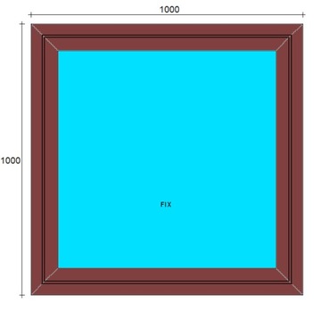 OKNA PCV 1000x1000 FIX OBUSTRONNY ZŁOŁTY DĄB