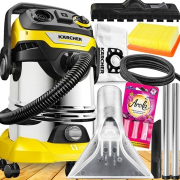 MOCNY ODKURZACZ BEZWORKOWY WD6 KARCHER TURBO NADMUCH ZESTAW PIORĄCY XXXXL