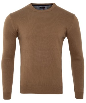 SWETER ELEGANCKI WYSOKA JAKOŚĆ 100%BAWEŁNA POD SZYJĘ BRĄZOWY M