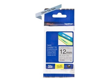 Brother TZEM931 TZE-M931 12mm czarny nadruk na srebrnym matowym tle 8m