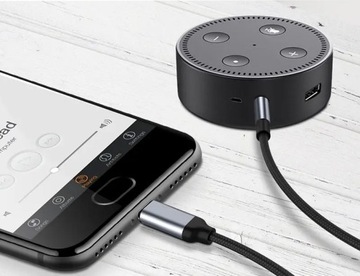 KABEL USB-C MINI JACK 3,5MM TYP C AUX WTYK PRZEWÓD AUDIO 100CM 1M NYLON