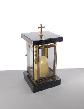 Lampion Nagrobny Granitowy stal nierdzewna jasno złoty POŁYSK