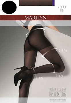 Rajstopy Przeciwżylakowe Profilaktyczne Marilyn Relax 80 DEN Czarne 4-L