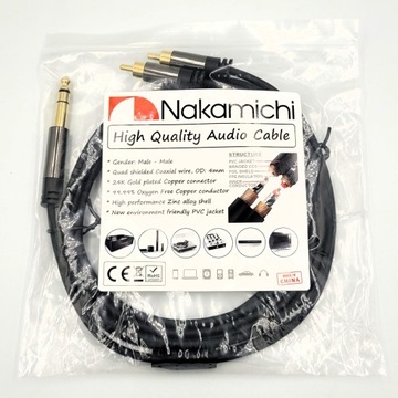 КАБЕЛЬ NAKAMICHI 2RCA - JACK 6,3MM STEREO CINCH MONO 3м