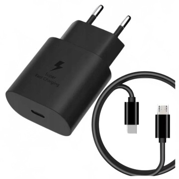 СУПЕРБЫСТРОЕ УНИВЕРСАЛЬНОЕ СЕТЕВОЕ ЗАРЯДНОЕ УСТРОЙСТВО 25 Вт SAMSUNG 2X USB C/C КАБЕЛЬ 1М