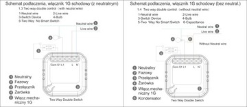 TUYA WIFI WŁĄCZNIK DOPUSZKOWY BEZ NEUTRALNEGO