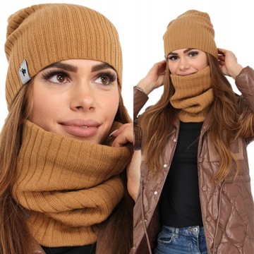 CZAPKA SMERFETKA BEANIE LEKKA POLSKA CAMELOWY 2427