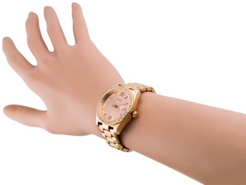 Różowozłoty zegarek damski Fossil Scarlette z kryształkami ES4318