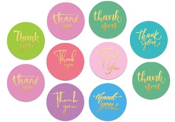G12 NAKLEJKI THANK YOU KOLOROWE MIX 10szt
