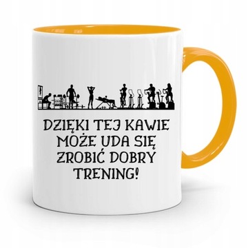 DLA TRENERA TRENERKI SIŁOWNIA KUBEK ŻÓŁTY PREZENT z Nadrukiem ze Zdjęciem