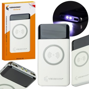 Индукционный PowerBank 10 000 мАч 2,1А + светодиодный фонарик
