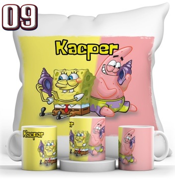 КРУЖКА ГУБКА БОБ + ПОДУШКА + НАБОР ИМЕНИ