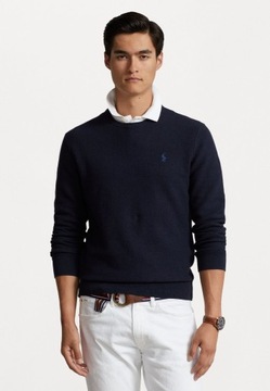 Sweter Polo Ralph Lauren granatowy z bawełny S