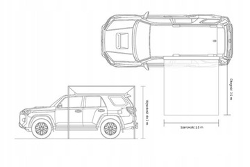 Боковой навес 2,5х2,5м (рольставни/тент) для багажника на крышу