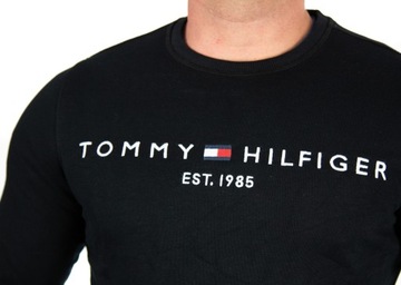 BLUZA TOMMY HILFIGER MĘSKA DUŻE LOGO KLASYCZNA CZARNA BEZ KAPTURA XL