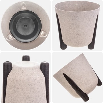 ЦВЕТОЧНЫЙ ГОРШОК ЭКО ЦВЕТОЧНЫЙ ГАЗОН КРЫШКА НА НОЖКАХ СО ВСТАВКОЙ 21см БЕЛЫЙ