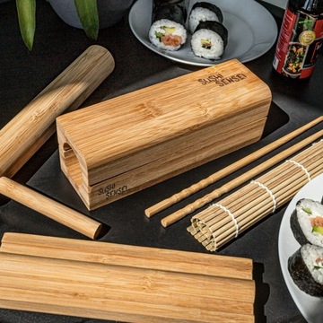 ДЕРЕВЯННЫЙ НАБОР ДЛЯ ПРИГОТОВЛЕНИЯ СУШИ КОВРИК SUSHI SENSEI DELUXE АКСЕССУАРЫ