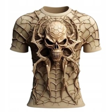 KOSZULKA MĘSKA T-SHIRT REALISTYCZNY WZÓR 3D CZASZKA SKULL