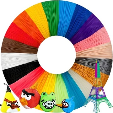 WKŁADY DO DŁUGOPISU 3D PEN Filament PLA - ZESTAW 20 KOLORÓW MIX 100 m