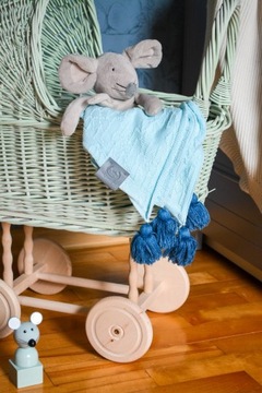 Wózek wiklinowy dla lalek kolor MIĘTOWY z wikliny