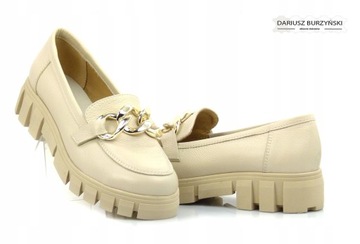 КОЖАНЫЕ ТУФЛИ 41 МОКАСИНЫ 173MŁ BEIGE J BURZYŃSKI