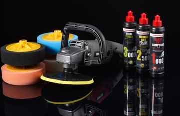 АВТОПОЛИРОВАЛЬНАЯ МАШИНА + 4x ГУБКА + ПОЛИРОВАЛЬНАЯ ПАСТА MENZERNA