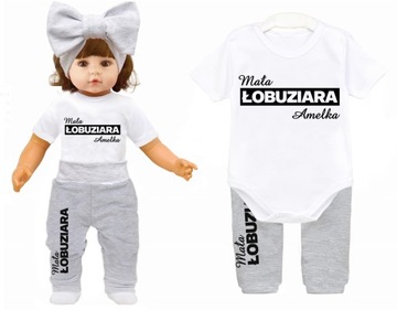 Komplet body spodnie Mała ŁOBUZIARA IMIĘ 86