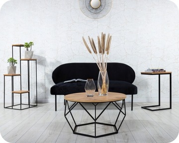 Подставка для цветов Каскад 110 см черная со столешницей МДФ LOFT