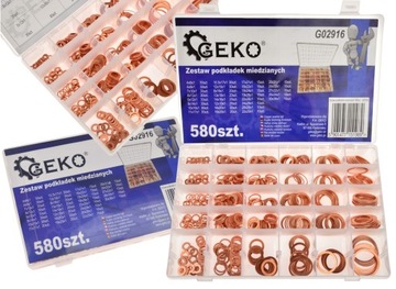 GEKO PODKŁADKI MIEDZIANE USZCZELKI MIEDŹ MIEDZIANYCH ZESTAW 580 SZT