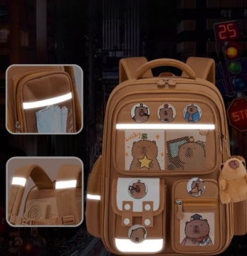 РЮКЗАК КАПИБАРА ШКОЛЬНЫЙ РЮКЗАК + БРЕЛОК-ТАСМОТ ДЛЯ ДЕТЕЙ CZA CAPIBARA