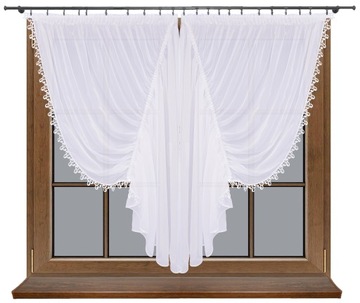 КОМПЛЕКТ ГИПУРОВЫХ ШТОР ВОДНАЯ КУХОННАЯ ГОТОВАЯ ШТОРА ВУАЛЬ БЕЛАЯ 300Х130