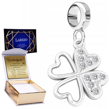 Charms + GRAWER Koniczyna Cyrkonie srebro 925