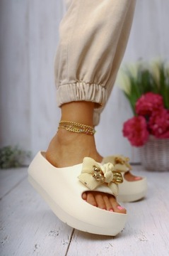 ТАПОЧКИ ЖЕНСКИЕ БЕЖЕВЫЕ ТАПОЧКИ УДОБНЫЕ НА ПЛАТФОРМЕ СВЕТЛОЕ ОТДЕЛЕНИЕ