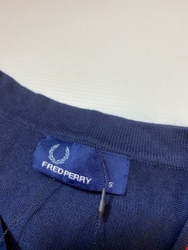 FRED PERRY ORYGINALNY granatowy Kardigan SWETER /S