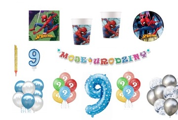 Zestaw Spidermen 9 Urodziny Balony Spider-Man