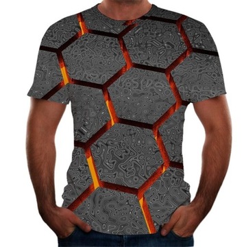 KOSZULKA MĘSKA T-SHIRT WZÓR 3D LAWA PĘKNIĘCIA XL