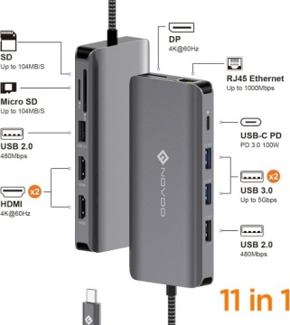 Док-станция NOVOO с тройным дисплеем USB C