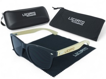 OKULARY PRZECIWSŁONECZNE UV400 DREWNIANE BAMBUSOWE ZESTAW LECERTO