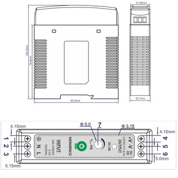 ZASILACZ NA SZYNĘ DIN POS MDIN2012 20W 12V DC SLIM