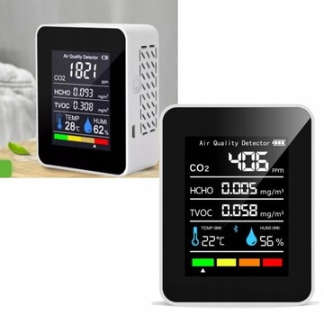 CZUJNIK DETEKTOR JAKOŚCI POWIETRZA W DOMU CO2 PPM HCHO TVOC WILGOTNOŚĆ TEMP