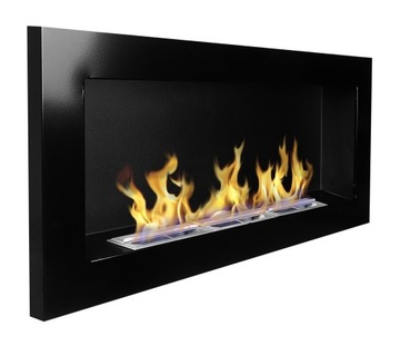 BIOKOMINEK 900X400 CZARNY POŁYSK PŁASKI 12 CM