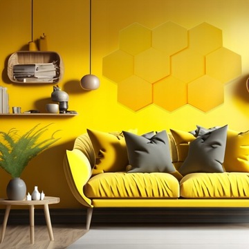 Шестигранная акустическая пена 3см и 5см желтая 10шт СОТОВАЯ для кухни